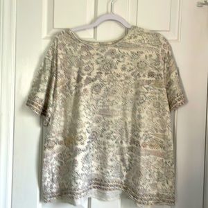 Magnolia Pearl Cotton Block Print, Acanthus Sun.